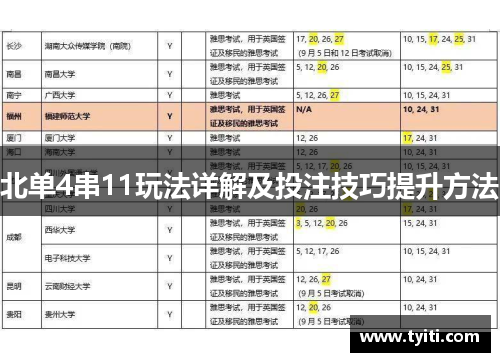 北单4串11玩法详解及投注技巧提升方法